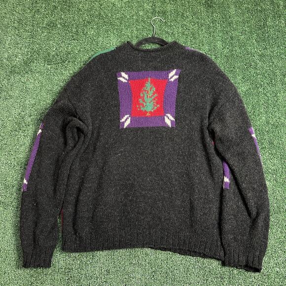 Woolrich Sweater Womens Large Gray Multi Christmas Ugly Cardigan Handknit Bear - Picture 8 of 12